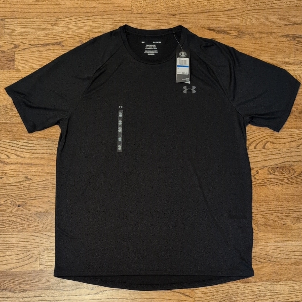 Under Armour Men's T-shirt Black Short Sleeve Loose Tech Tee Heat Gear Size XL